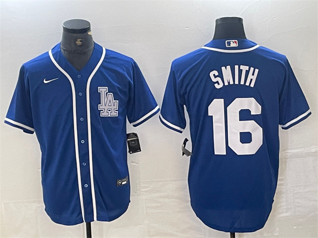 Men's Los Angeles Dodgers #16 Will Smith Blue Cool Base Stitched Baseball Jersey